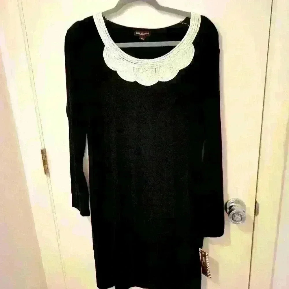 NWT Dana Buchman Intimates nightgown blk with embroidery detail sz Med